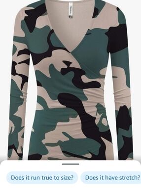 Women’s Green Camo Wrap Long-Sleeve Top
